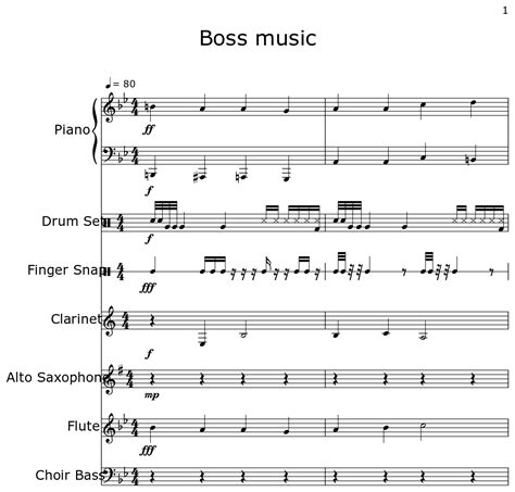 Boss music - Sheet music for Piano, Drum Set, Finger Snap, Clarinet ...