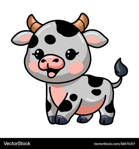 Cute happy baby cow cartoon Royalty Free Vector Image