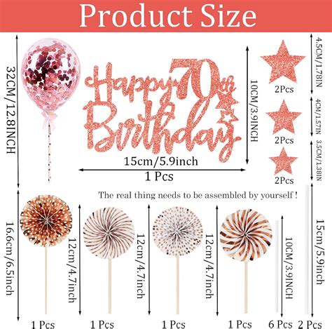 Buy Personalised Happy 70th Birthday Cake Toppers Rose Gold For Women