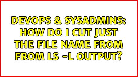 DevOps SysAdmins How Do I Cut Just The File Name From From Ls L