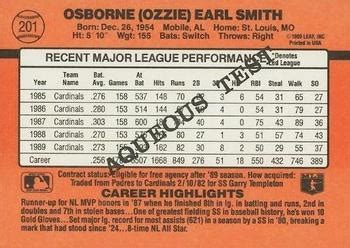 Donruss Aqueous Test Ozzie Smith Trading Card Database