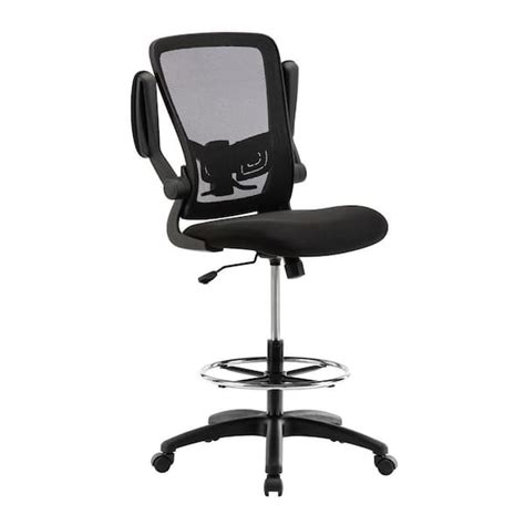 Maykoosh Black Flip Top Ergonomic Mesh Drafting Swivel Desk Chair Lumbar Support Height