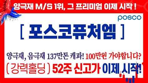 포스코퓨처엠 속보 새로운 추세 만들어졌다 강력홀딩 52주 신고가 이제 시작 포스코퓨처엠전망 포스코케미칼분석