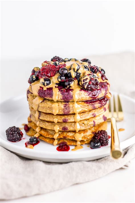 Vegan Peanut Butter And Jelly Banana Oat Pancakes Flour Covered Apron