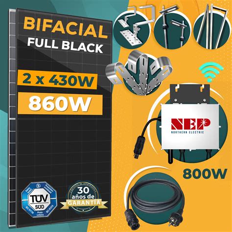 860W Kit Solar Fotovoltaico Autónomos 2 Bifacial solar módulos de