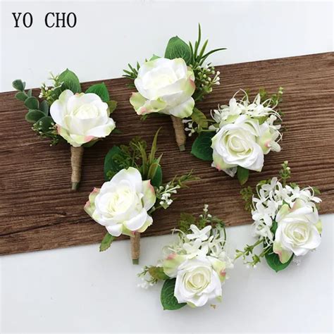 Yo Cho Rose Artificial Wrist Corsage Bracelet Bridesmaid White Rose