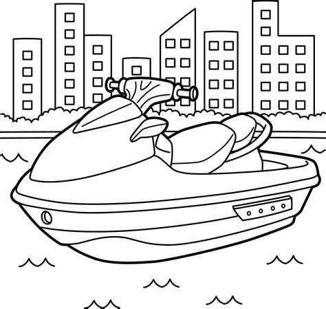 Jetski Voertuig Kleurplaat Voor Kinderen 10002374 Vectorkunst Bij Vecteezy