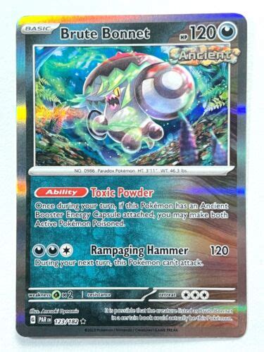 Brute Bonnet 123 182 Holo Rare Paradox Rift Pokemon TCG Pack Fresh Near