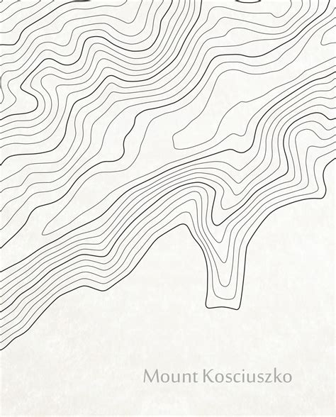 Mount Kosciuszko Elevation Contours Poster Seven Summits Art