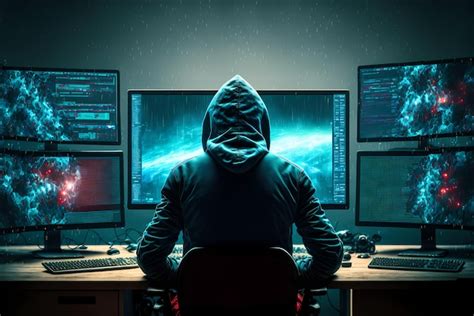 Premium Photo Hacker Sitting In Front Of Computer Screen With