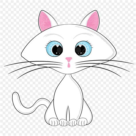 Black Cat Sitting Vector Art Png Cute White Cat Sitting Vector