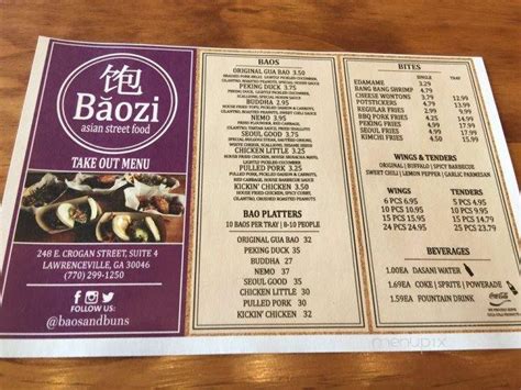 Menu Of Baozi Asian Street Food In Lawrenceville Ga 30046