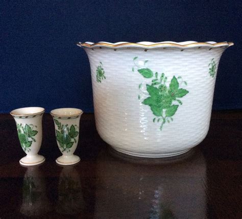 Herend Cache Pot Et Vases Miniatures Apponyi Green Catawiki