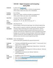 ECE 242 Syllabus 2022 Spring 2 Pdf ECE 242 Digital Computers And