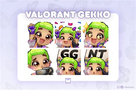 Gekko Valorant Emotes Pack For Twitch Cute Twitch Emotes Valorant