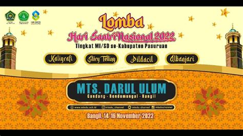 LOMBA KALIGRAFI STORY TELLING Tingkat MI SD Se Kabupaten Pasuruan