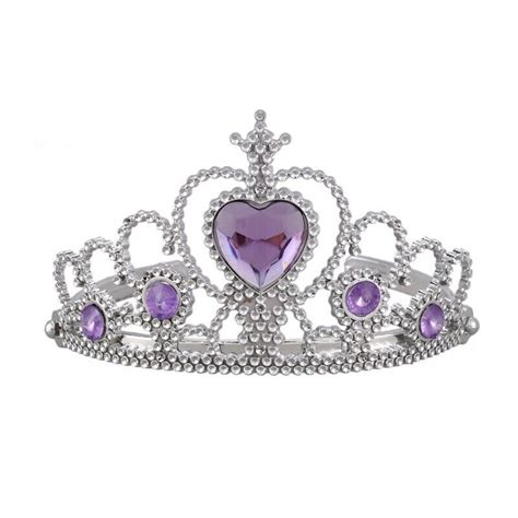 Woman Wedding Faux Rhinestone Crown Headband Silver Tone Purple K6k7