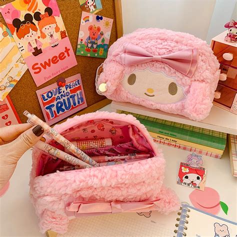 Kawaii Saco De Lápis Para Meninas Meninos Fofo Caneta De Pelúcia Pox