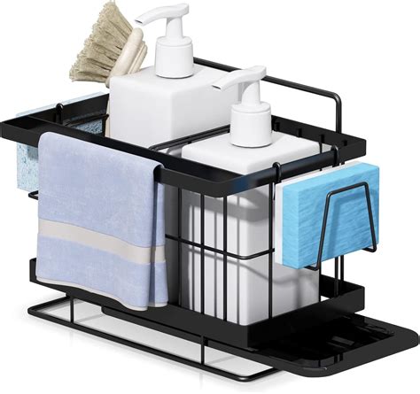 Yoassi Kitchen Sink Tidy Caddy With Drip Tray Stainless Steel Sink Area