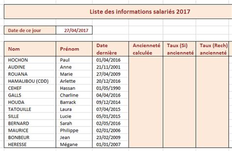 Calculs De Primes Selon Ancienneté Avec Excel