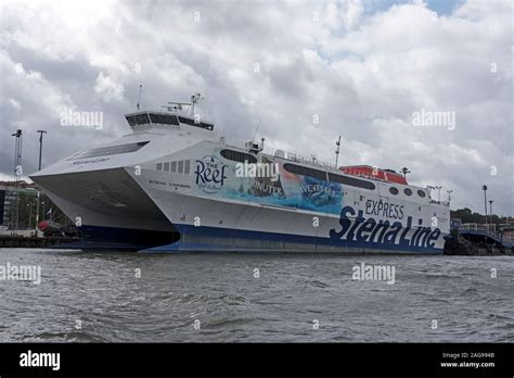 A Moored Carpassenger Seacat Of The Stena Line At The Passenger