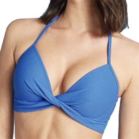 Shade Shore Swim Ss Light Lift Twist Front Textured Bikini Top Blue B Poshmark