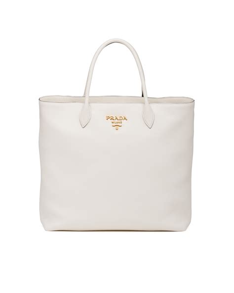 Bolso Tote De Piel Blanco Prada