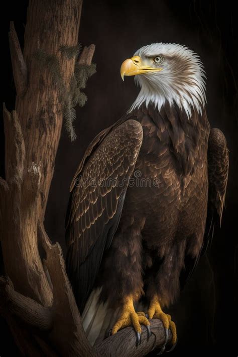 A Bald Eagle Perched On A Tree Branch Stock Illustration Illustration