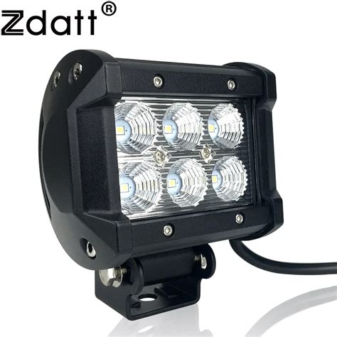 Zdatt 1Pc Car LED Work Light Offroad Lights 18W 6500K Vehicle LED Flood