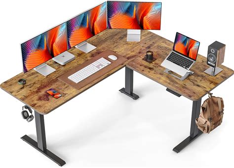 FEZIBO Bureau Debout en L de 160 cm réglable en Hauteur avec Angle