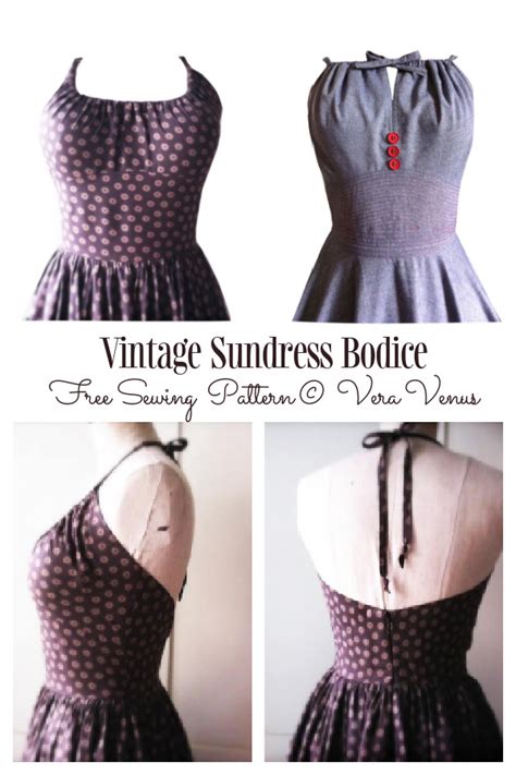 Vintage Fabric Sundress Bodice Free Sewing Pattern | Fabric Art DIY | Summer dress sewing ...