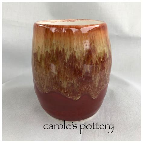 Carole S Pottery Deep Firebrick X Under Albany Slip Brown On Top Half