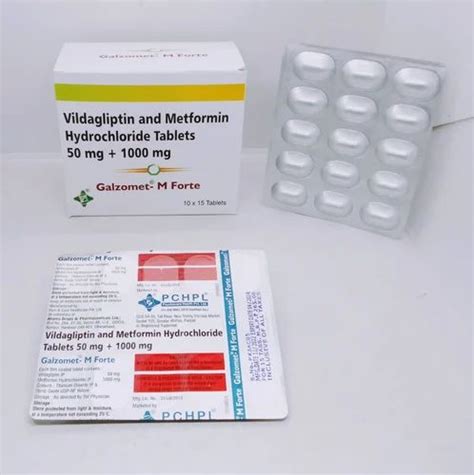 Anti Diabetic Vildagliptin 50mg Metformin Hcl 1000mg Tablets Galzomet M Forte