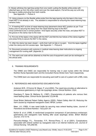 Insertion Of Ngt Retaining Device Nasal Loop Bridle Pdf