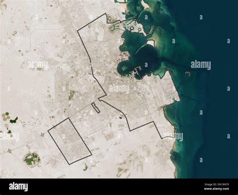 Ad Dawhah, municipality of Qatar. Low resolution satellite map Stock ...