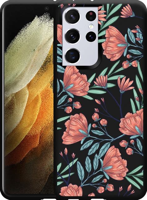 Hoesje Geschikt Voor Galaxy S Ultra Zwart Poppy Roses Bol