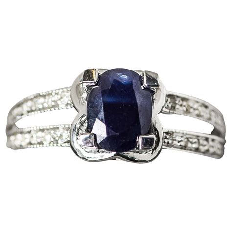 Exquisite Edwardian Sapphire Diamond Engagement Ring at 1stDibs