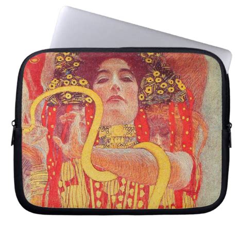 Gustav Klimt Red Woman Gold Snake Painting Laptop Sleeve Zazzle