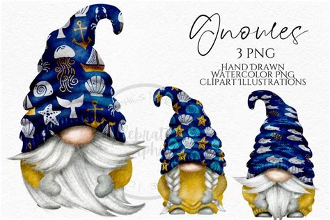 Three Gnomes With Blue And Yellow Hats