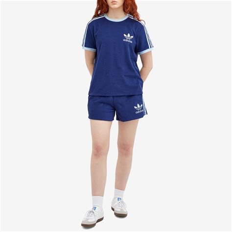 Adidas Terry 3 Stripe T Shirt Dark Blue END KR