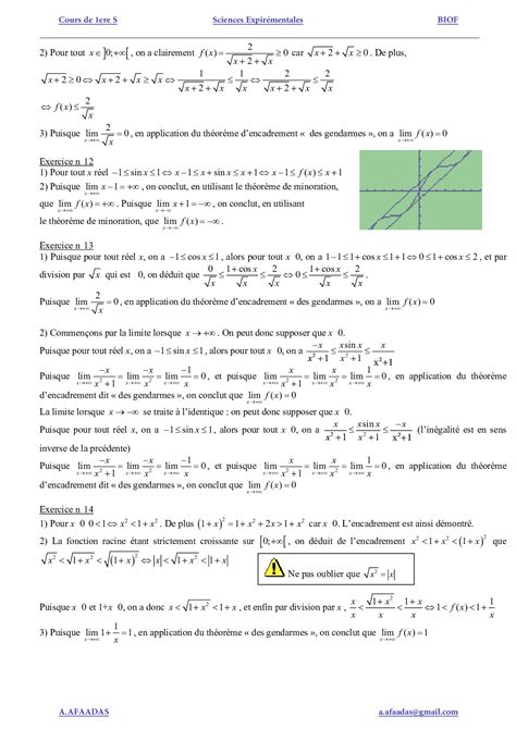 Les Limites Dune Fonction Corrigé Série Dexercices Fr Alloschool