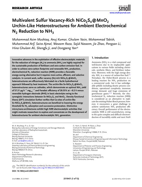 Multivalent Sulfur Vacancyrich Nico S Mno Urchinlike