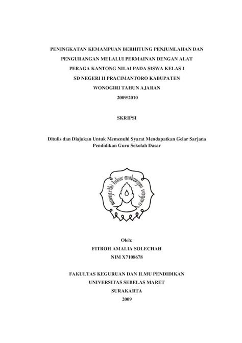 Pdf Peningkatan Kemampuan Berhitung Penjumlahan Eprints Uns Ac Id