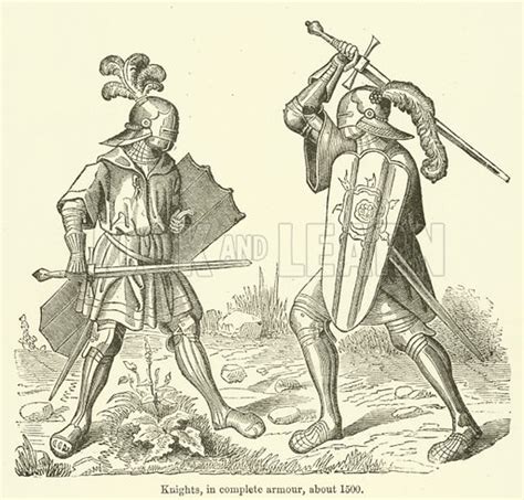 Knights In Complete Armour About 1500 Stock Image Look And Learn