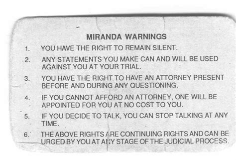 Miranda Warning Card Printable