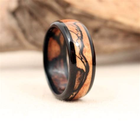 Ebony Maple Wood Ring Wooden Jewelry Wood Jewellery Mens Jewelry Men