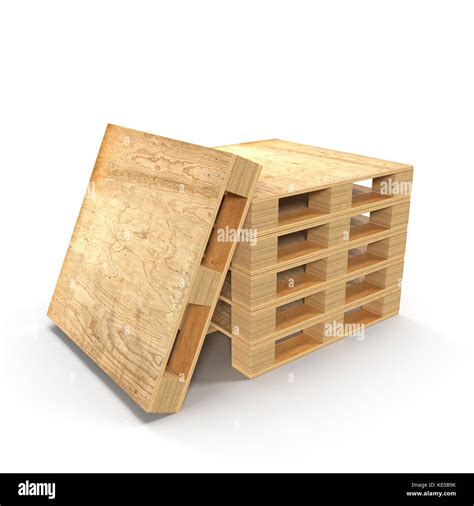 Wooden Pallets Stacked On Top Of One Another Isolated On White 3d