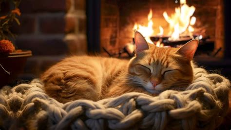 Relax In Cozy Cabin With Purring Cat Crackling Fireplace Purr Sound