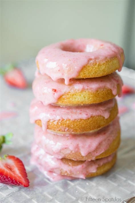 Fresh Strawberry Glazed Baked Doughnuts Fifteen Spatulas