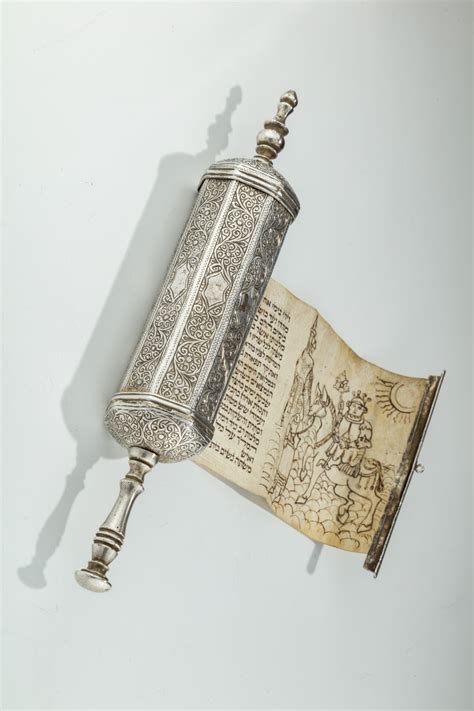 081 A Silver Megillah Case With Original Megillah J Greenstein